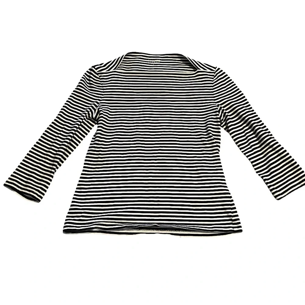 KATE SPADE Broome Street Breton Stripe Boatneck Top Black White Sz XS Cotton